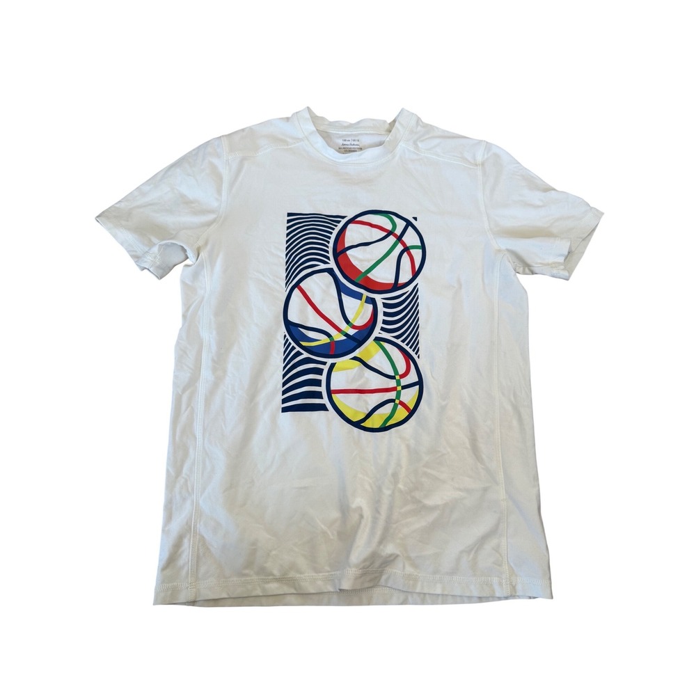 Hanna Andersson basketball print uv protection swim shirt youth white